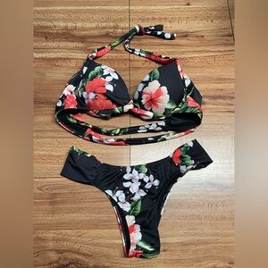 Floral Draped Bikini Bottom Set